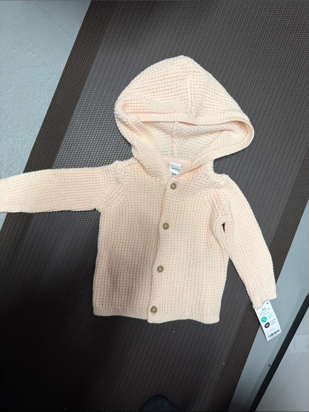 Carters Cream Knit Hooded Button-Up Baby Cardigan